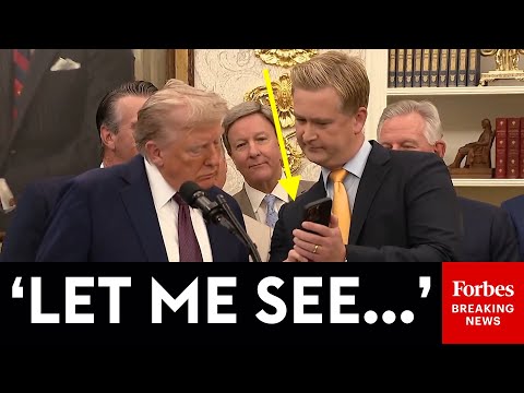 JUST IN: Peter Doocy Shows Trump Viral Video Of Bag Being Dropped From White House Residence Window