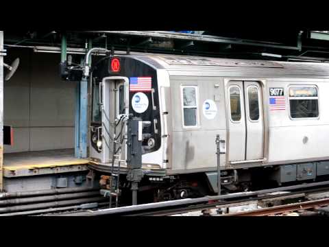 MTA NYC Subway Kawasaki R160B #9077 on the (N) Astoria bound departing 8th Avenue