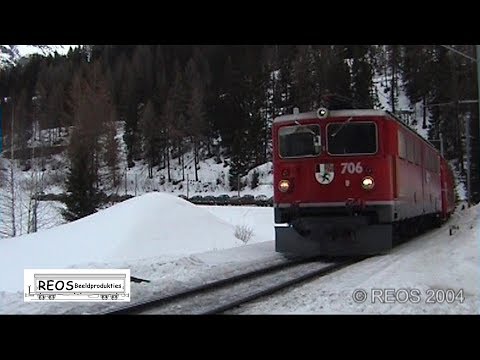 2004-02 [SDw] 1/4 Classic Albula in winter; long RhB trains in the weekend!  Solis, Bergun and more.