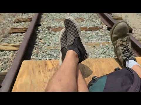 Riding abandoned railroad tracks in Southern California with my railcart