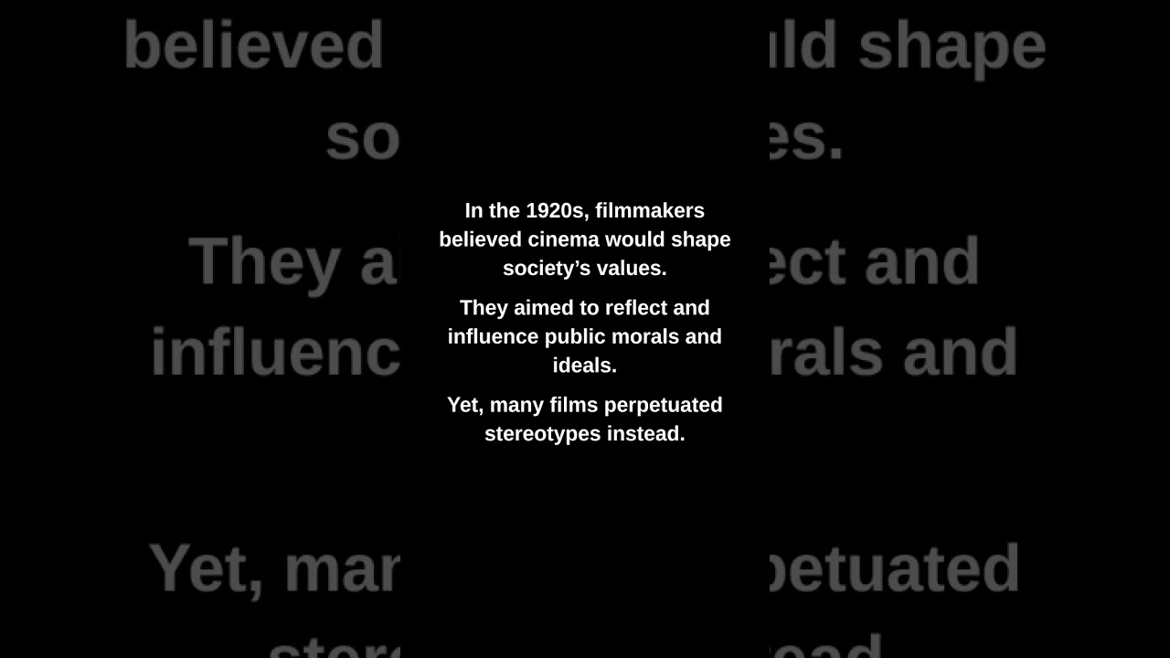 In the 1920s, filmmakers believed cinema would shape society's values.