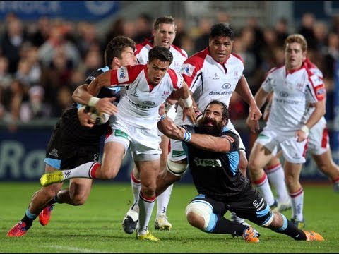 Great Jackson break just spilled by Marshall in Ulster v Glasgow Warriors 13th September 2013