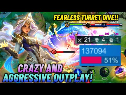 CRAZY AND AGGRESSIVE OUTPLAY! 21 KILLS AT JUST 14 MINUTES! - FEARLESS TURRET DIVE WITH ESME! | MLBB