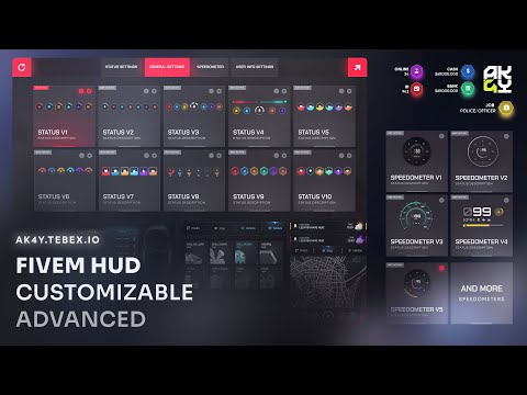 FiveM HUD | 10 Status & 9 Speedometer Styles | Customization & Edit Minimap Location