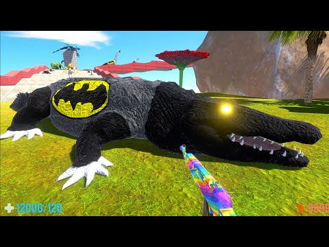 DEATH RUN vs BATMAN PURUSSAURUS FPS PERSPECTIVE - Animal Revolt Battle Simulator