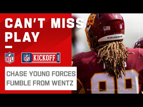 Rookie Chase Young Forces Fumble from Carson Wentz!