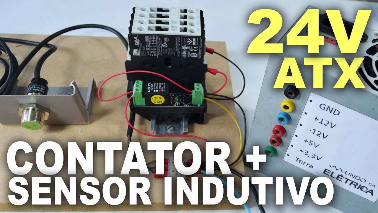 24V de fonte ATX e contator acionado por sensor indutivo!