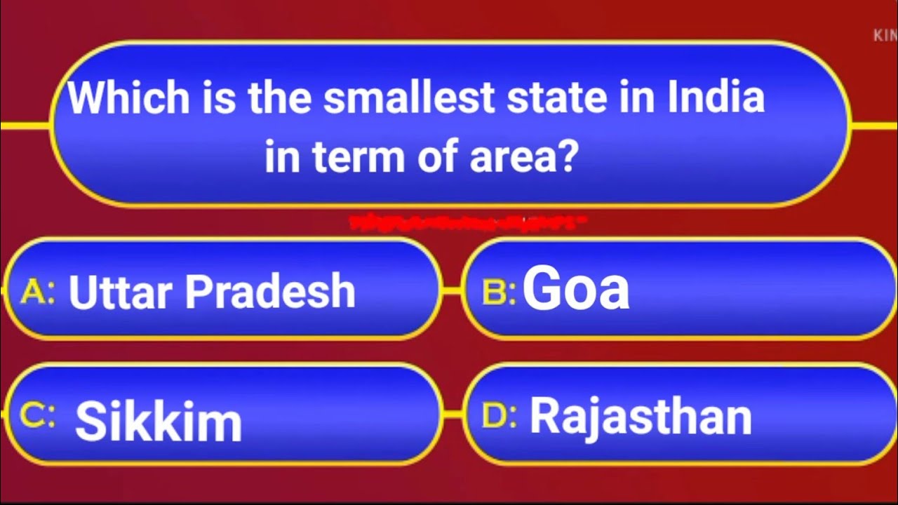 Which are the two smallest states in India in terms of area?