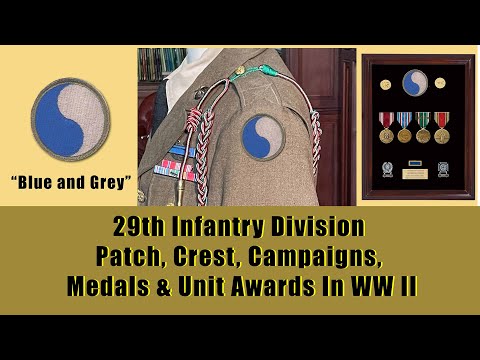 29th Infantry Division, “Blue and Grey”, World War 2 Veterans' Patch, Basic Medals and Unit Awards!