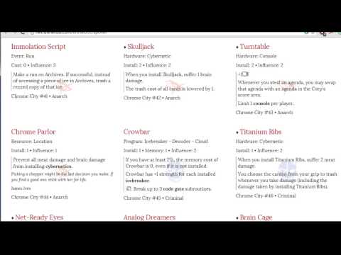 Android Netrunner: [Review] Chrome City with Ssniper050 (Runner)