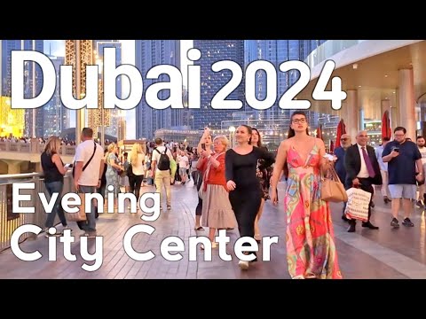 Dubai [4k] Amazing Evening City Center, Burj Khalifa Walking Tour 🇦🇪