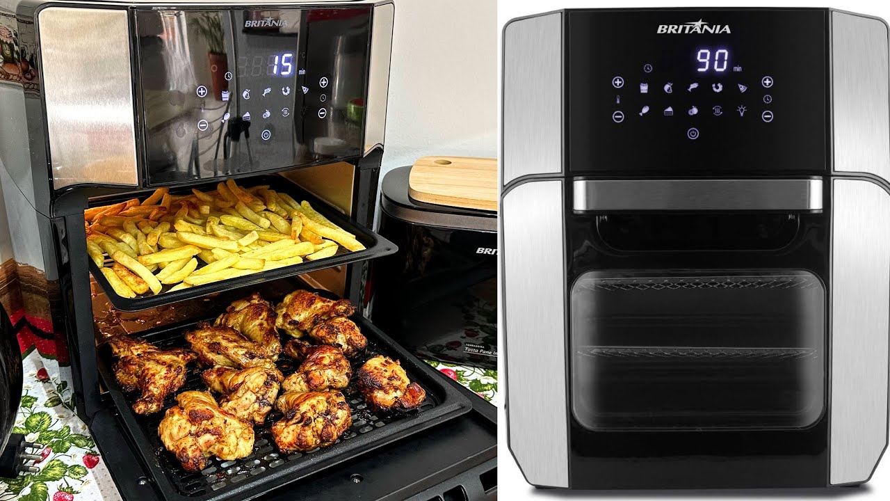 TESTANDO A FRITADEIRA AIR FRY OVEN BRITÂNIA BFR2100P | FIZ BATATA FRITA + FRANGO ASSADO