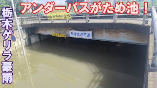 【衝撃】記録的大雨でアンダーパスがため池になってしまいました