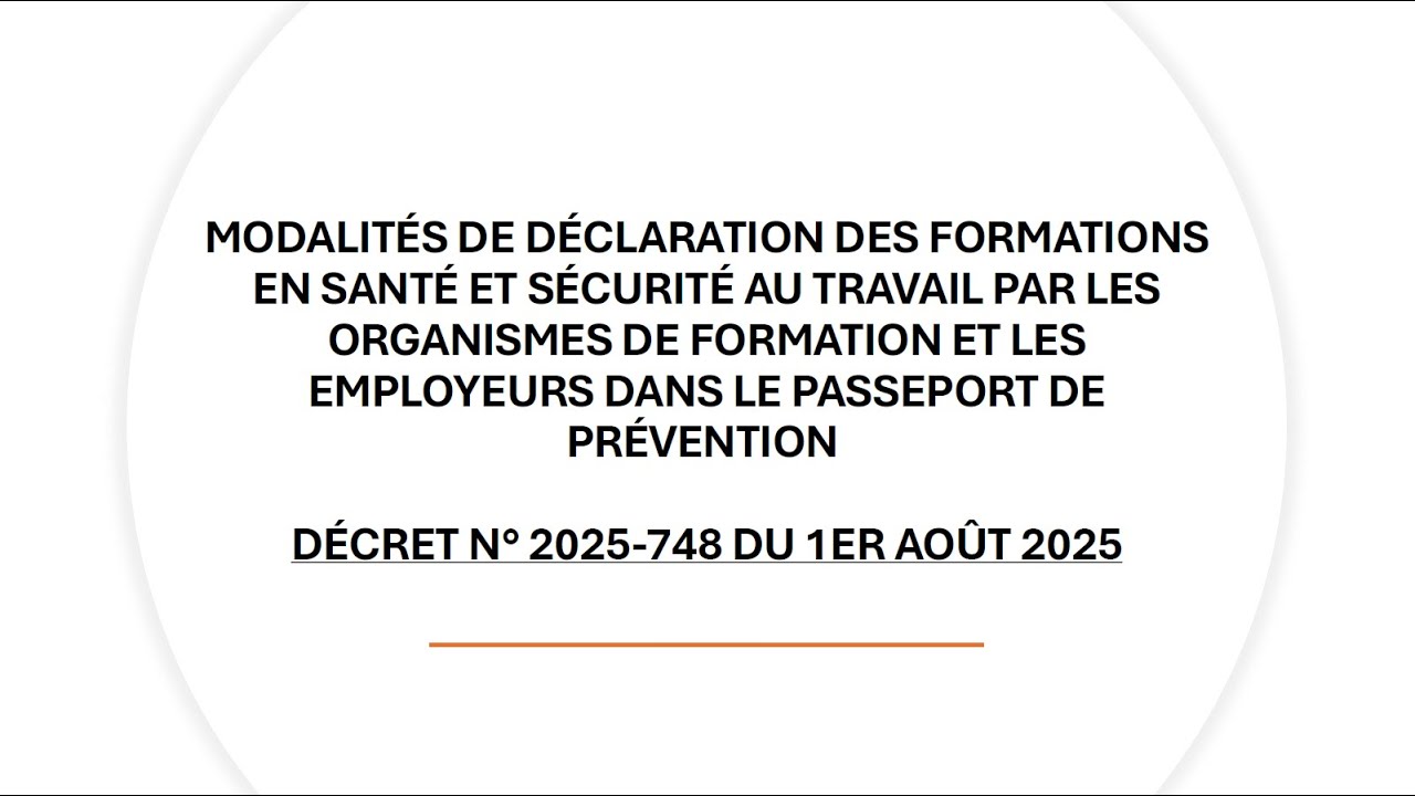 Modalités de déclaration des formations en santé et sécurité au travail