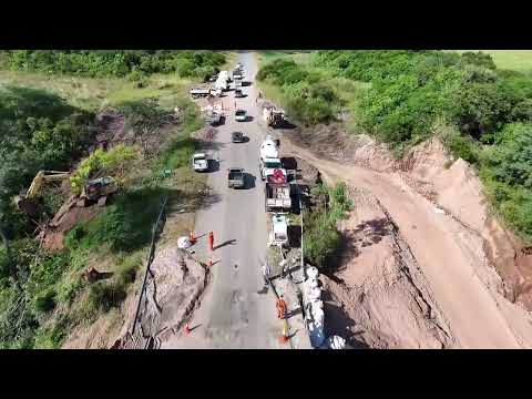 Continúan los trabajos de protección del puente de la RP 5 sobre el arroyo Las Hacheras