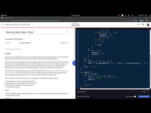 Google Code Jam 2020 Qualification Round sleepy screencast
