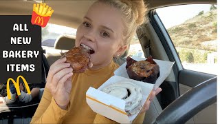 McDonald's NEW BAKERY Items Review | Cinnamon Roll, Apple Fritter, & Blueberry Muffin | Meagan Gill