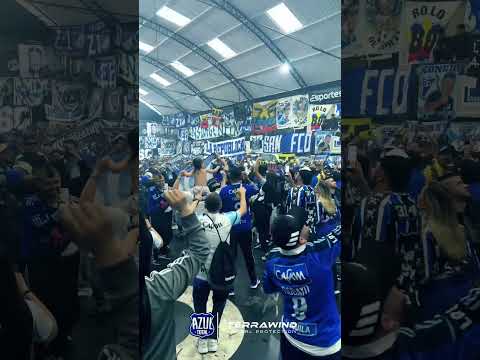 "Hinchada de Millonarios en la sede de la torcida Gaviões da Fiel de Corinthians" Barra: Comandos Azules &bull; Club: Millonarios &bull; País: Colombia