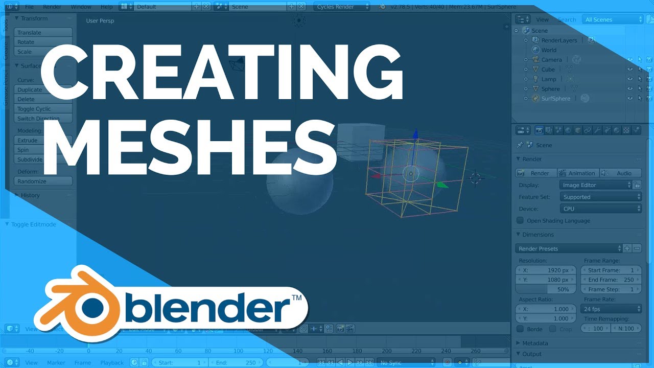 Creating Meshes - Blender Fundamentals - YouTube