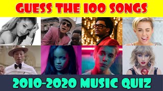 Guess the Song 2010 2020 Music Quiz 100 Songs...