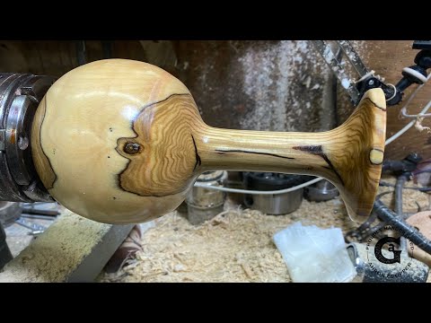 woodturning long thin neck olive vase