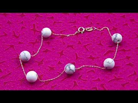 Teleios Luxe 18K Gold 6mm Howlite Beaded Bracelet - TL0000250