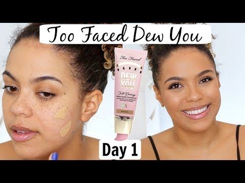Too Faced Dew You Foundation Review/Wear Test | 12 DAYS OF FOUNDATION DAY 1 Video