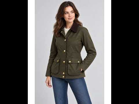 Women’s Olive Barbour-Style Jacket video 8