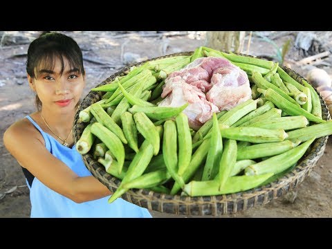 Yummy cooking lady finger with BBQ Pork recipe - Cooking skill