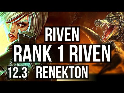 RIVEN vs RENEKTON (TOP) | Rank 1 Riven, 4/1/7, 400+ games | KR Challenger | 12.3