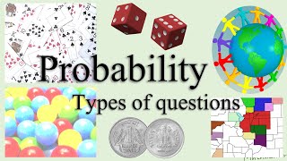 problem types like coins, dice, colourful balls, area, people