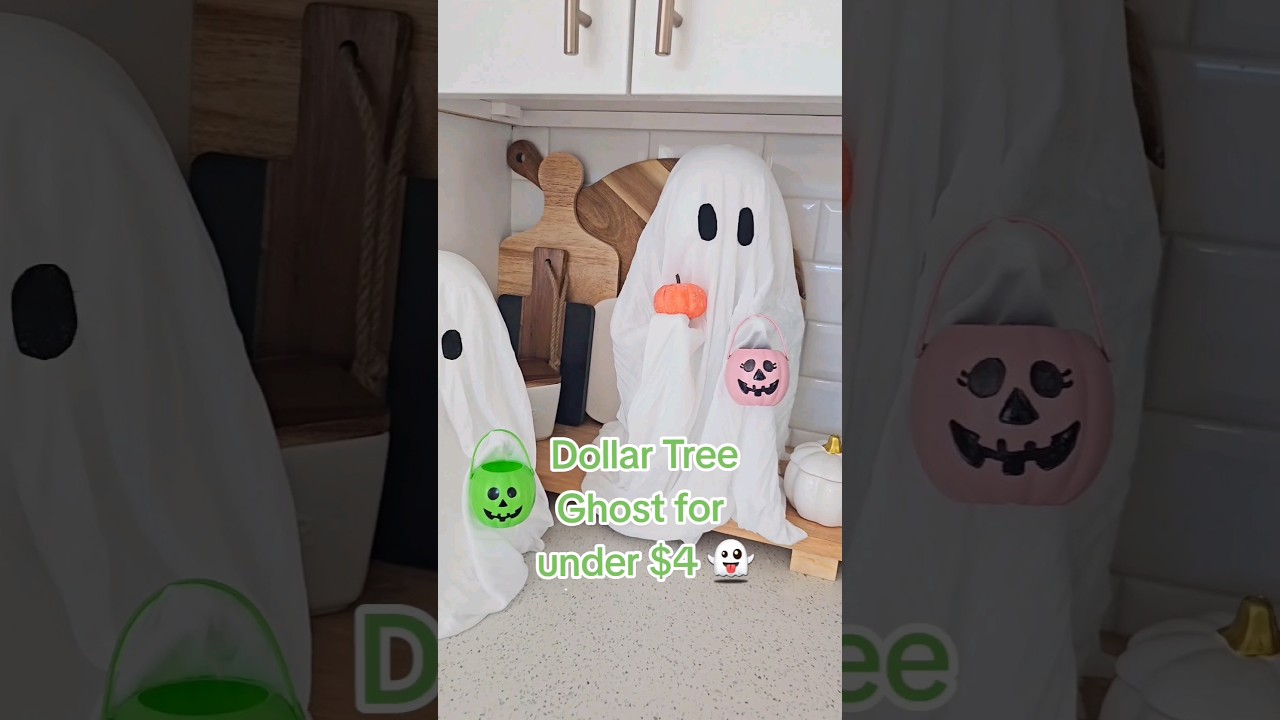 Dollar Tree DIY Ghost Decor #diyhalloween  #dollartreecrafts #diyghost #halloweencrafts #ginaccreate
