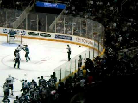 hockey fight Sharks vs Ducks 9/24/10