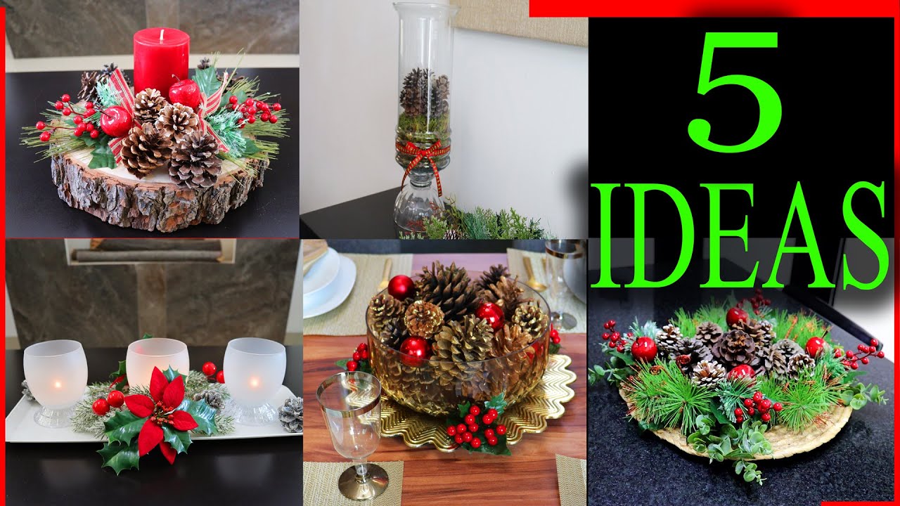 5 ADORNOS NAVIDEÑOS CON PIÑAS DE PINO 🎄🎄NAVIDAD | COMO HACER MANUALIDADES | CHRISTMAS CENTER PIECES