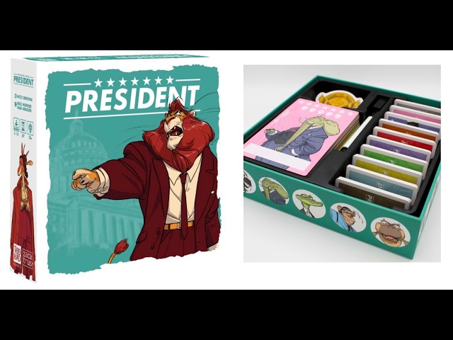 Vídeo relacionado con President, Juego de Mesa, 3-10 Jugadores, Juego de Cartas, para Grupos, Party, con Amigos, Divertido, Risas, Animales, Estrategia, Faroleo, Negociación, Idioma Español, Francés, Inglés, Edad +10 Años