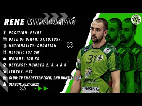 Rene Mihaljevic - Pivot - TV Emsdetten 2nd Bundesliga - Highlights - Handball - CV - 2021/22 - Short