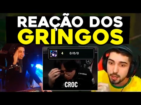 REAÇÃO DOS GRINGOS AO CROC COMEÇANDO SEM ITEM, ZUEIRA NICKLINK CHAT - RENECRODILO LEAGUE OF LEGENDS