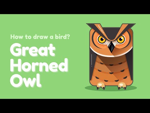 How to draw a bird - Great Horned Owl? Easy and simple...