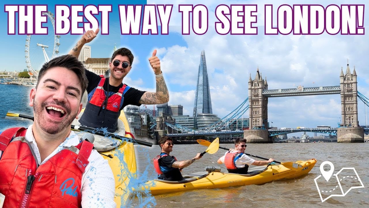 Adventurers indulge in kayaking adventures on the majestic River Thames.