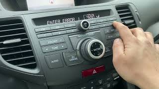 2013 Honda Accord Radio Code Insert