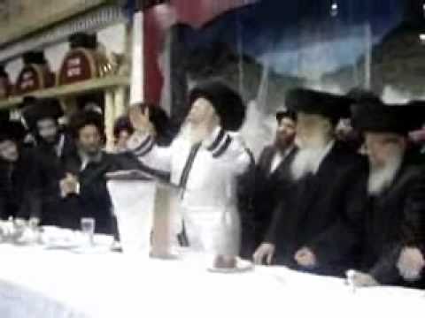 Bobov Rebbe Shlita dancing in Sukkah on Hoshana Rabba
