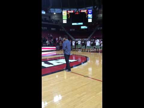 Nation anthem at the diddle arena for the bandits game