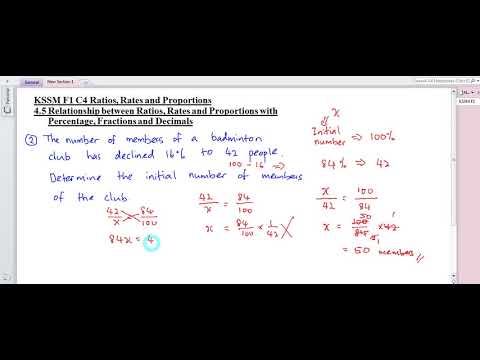 KSSM Form 1 4.5 Relstionship between Ratios and Proportions with Percentages, Fractions and Decimals