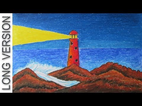 Pastel Painting | How to Draw a Light House scenery Long Version