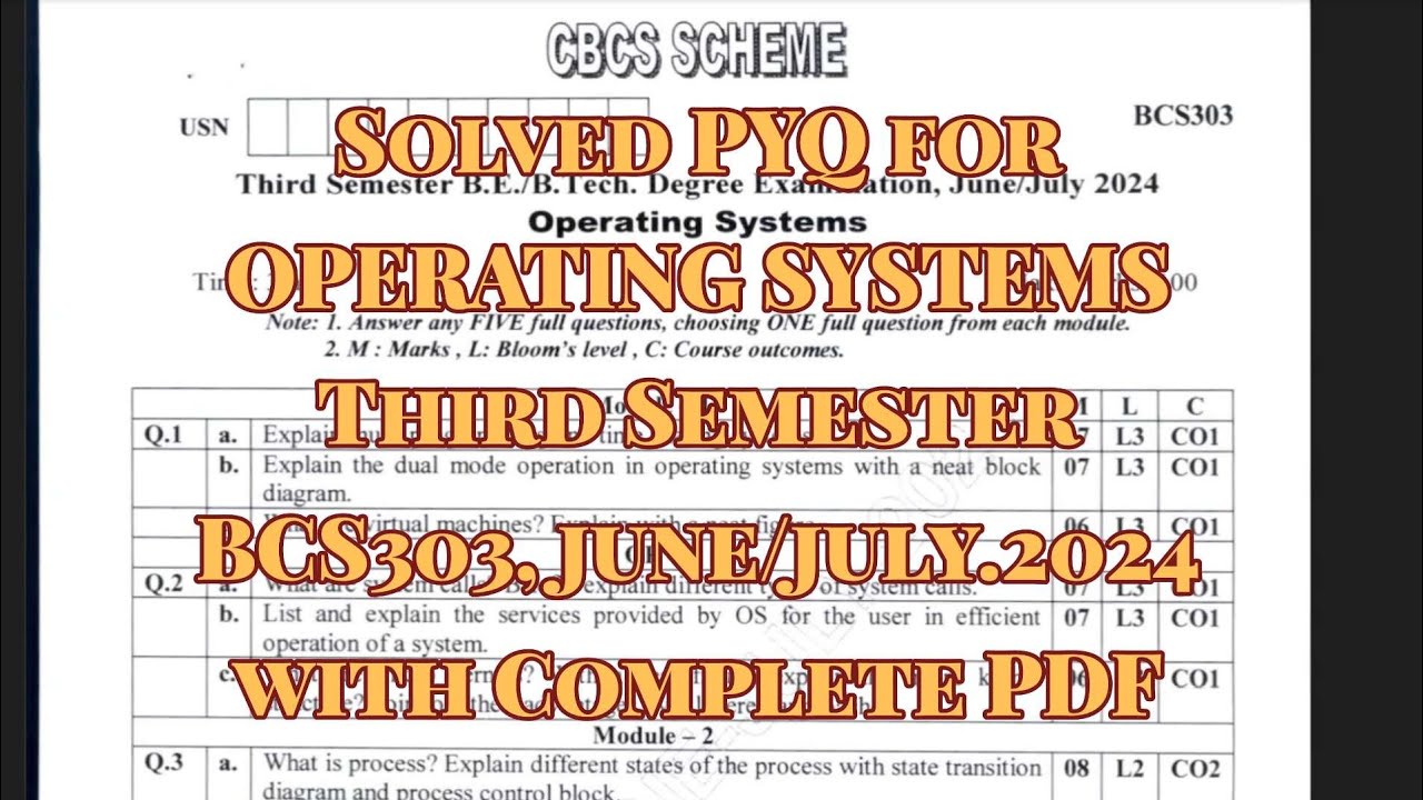 OS solved pyq for CSE stream BCS303, june/july.2024, 3rd semester 22 scheme, vtu with complete pdf