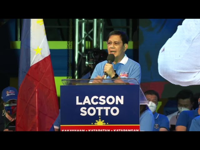 WATCH:  Ping Lacson’s speech at 2022 proclamation rally