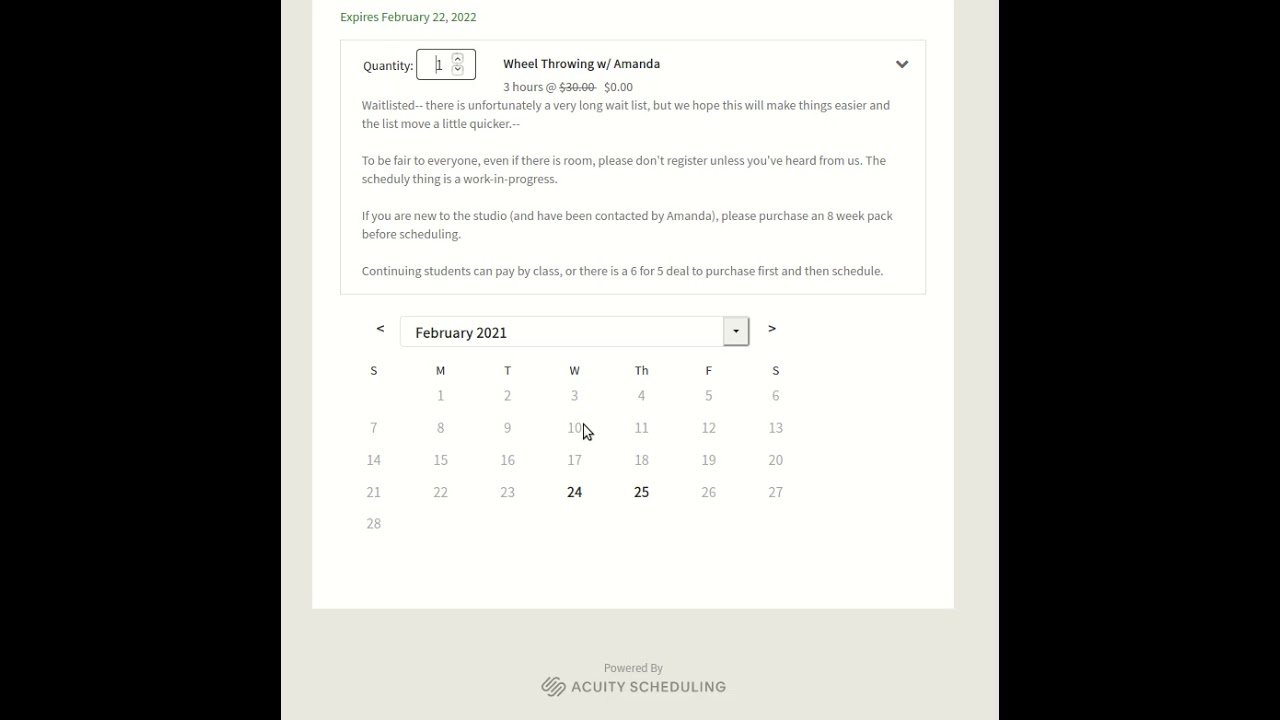 Scheduling 8 week class