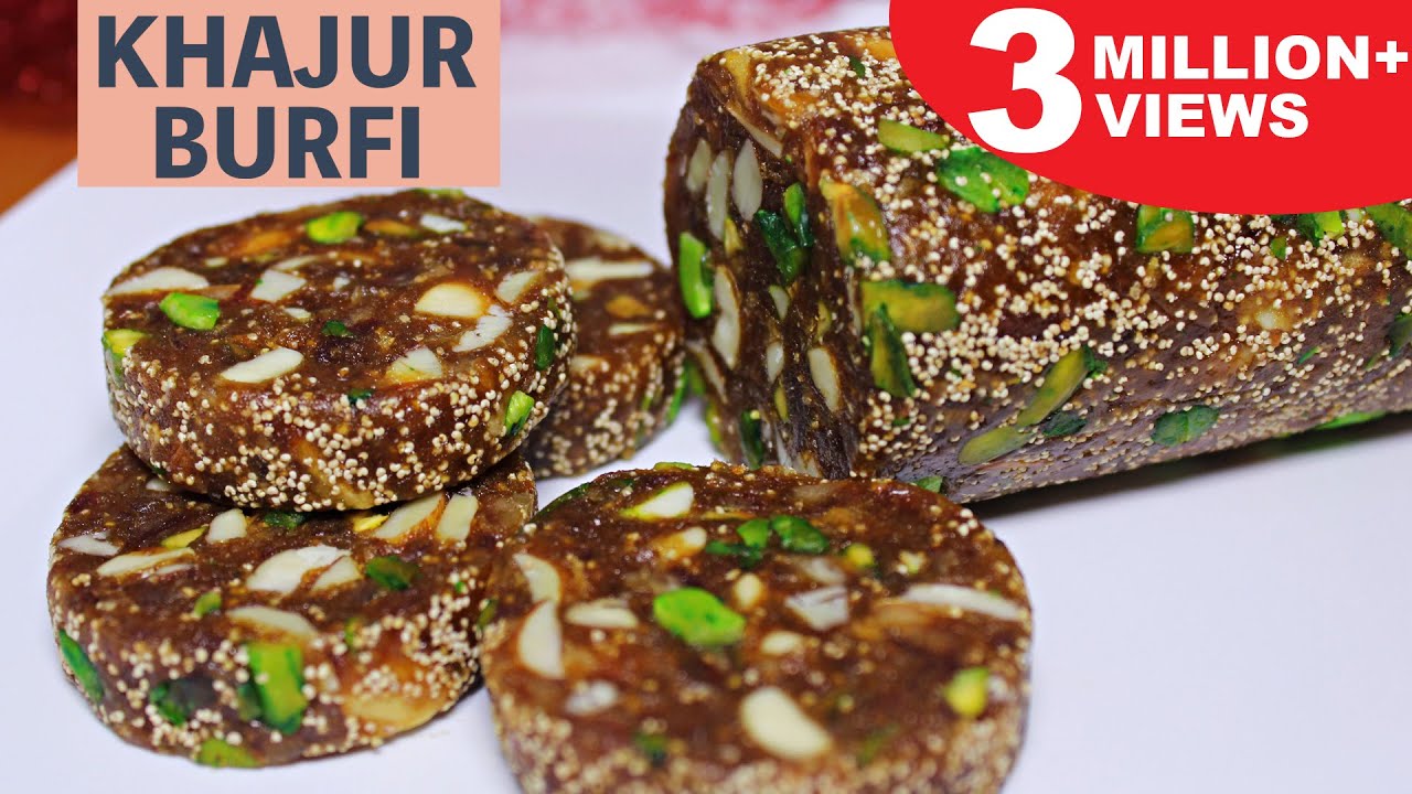 Khajur Burfi | Sugar Free Dates and Dry Fruit Roll | Khajur and Nuts Burfi | Kanak's Kitchen