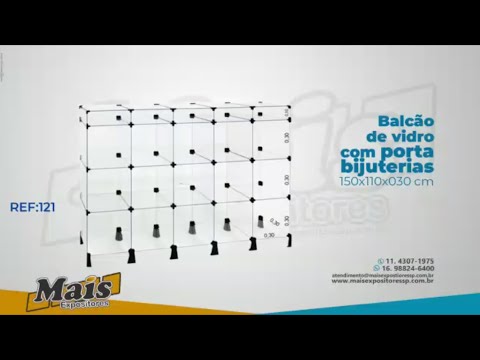 008 Balcão de Vidro com Porta Bijuterias 150x110x30cm Ref 121