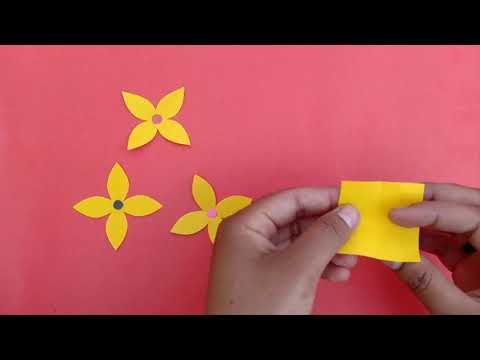 How to make simple & Easy Paper Flower || 4 petal flower || origami paper Flower